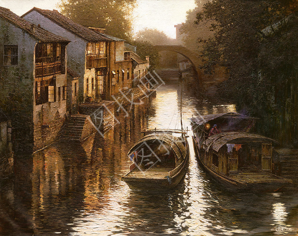 近现代 闻世宏 周庄 80x100cm